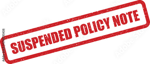 A rectangular suspended policy note stamp illustration featuring a distressed grunge texture