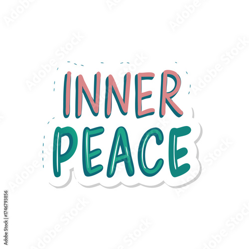 Vector art of inner peace text graphic with a wavy border