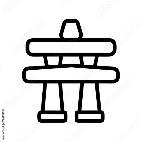 Vector art of inukshuk icon, a stone landmark or cairn built by humans, traditionally used as a landmark by inuit