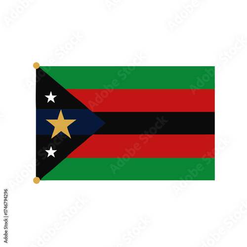 Vector art of flag of the democratic republic of the congo, featuring horizontal stripes of green, red, and black, with a blue triangle on the hoist side containing a yellow star
