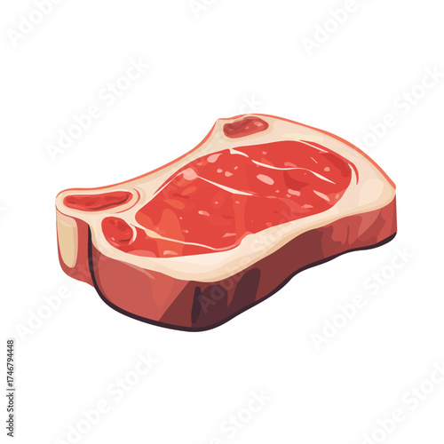 Minimalist 2D flat vector design of a Beef Steak, clean illustration with a white background.