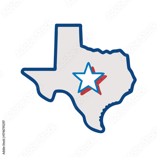 Vector art of outline of the state of texas with a star inside