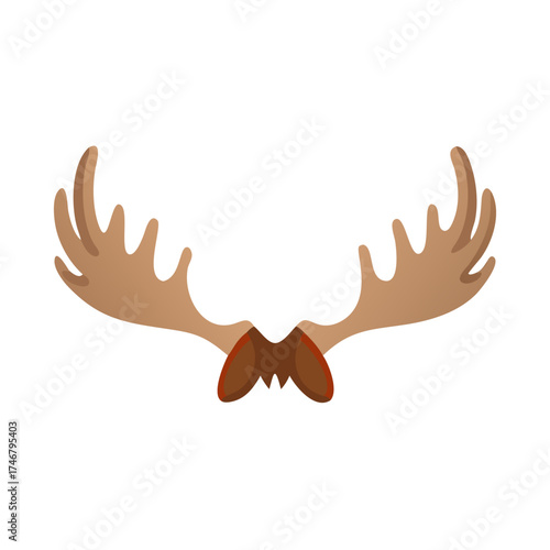 Vector art of a pair of moose antlers, , a symbol of wildlife and the wilderness, often associated with nature and forest environments, representing strength and majesty