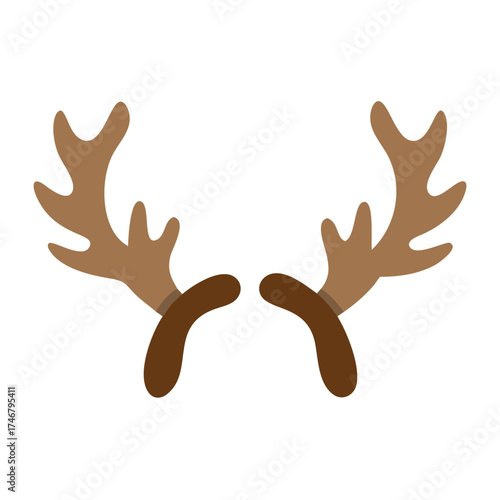 Vector art of a pair of brown reindeer antlers attached to a headband