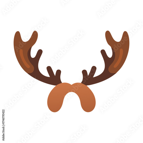 Vector art of cartoon illustration of reindeer antlers and a red nose, , perfect for christmas and holidaythemed designs, festive, fun, and whimsical