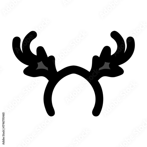 Vector art of black reindeer antlers headband, a festive accessory for christmas or costume parties