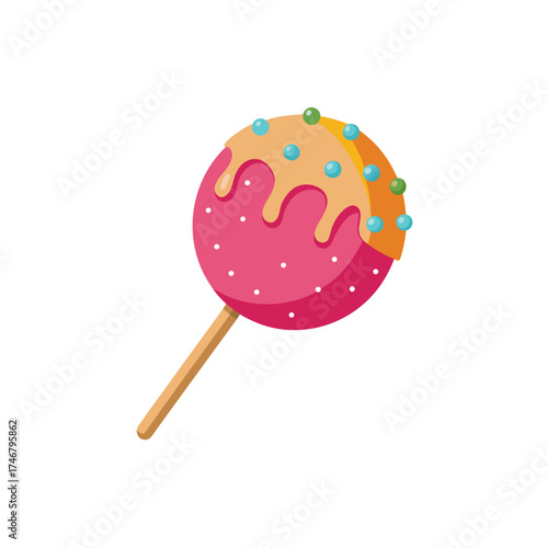 festive cake pop  dipped  sprinkle coated  on a white background