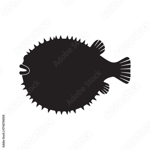 Simple pufferfish silhouette vector flat illustration design
