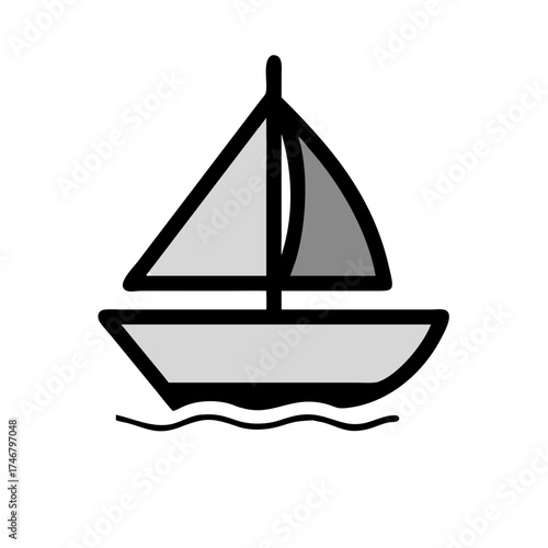 Photos Vector art of simple illustration of a sailboat on water