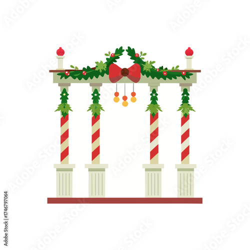 christmas veranda pillar decorations on white back