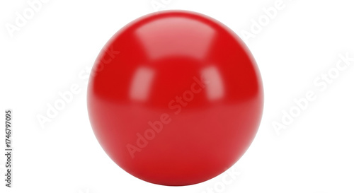 Isolated shiny red sphere with reflections, bright and smooth surface with a simple design