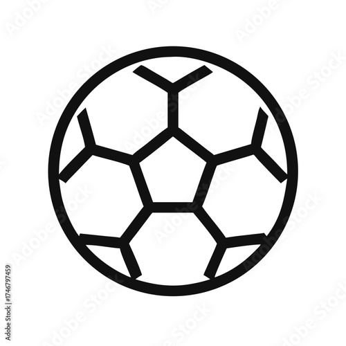 Vector art of simple black and white outline icon of a soccer ball
