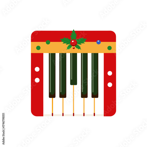 christmas piano key decorations on white background