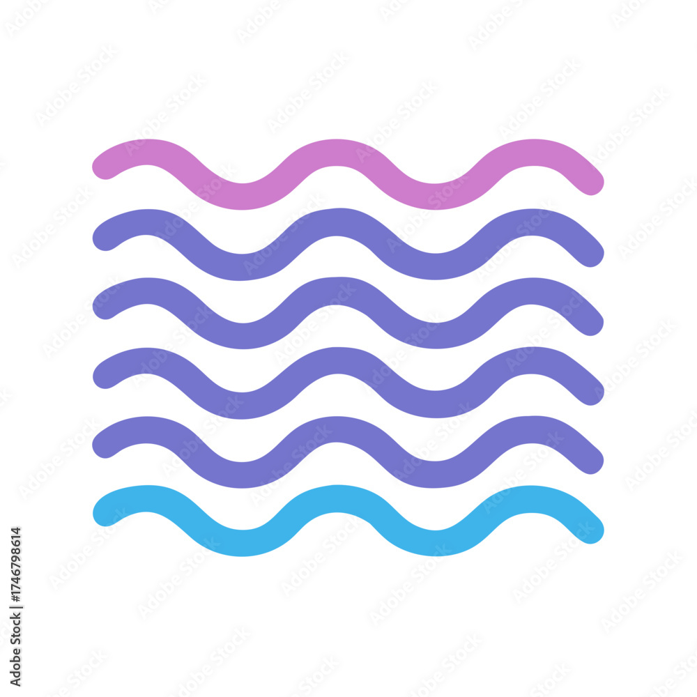 Fototapeta premium Vector art of abstract wavy lines in gradient colors, representing water or sound waves