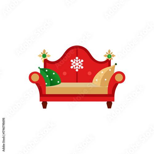 christmas lounge sofa decorations on white background 