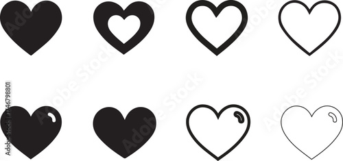 Heart vector icons. Set of love symbols isolated vector illustration