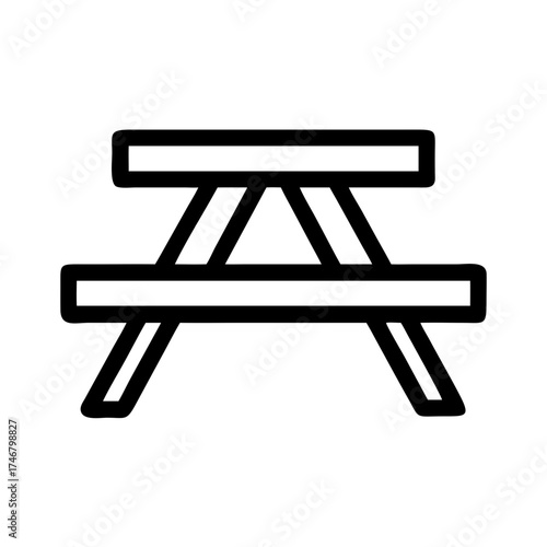 Vector art of simple line art icon of a picnic table