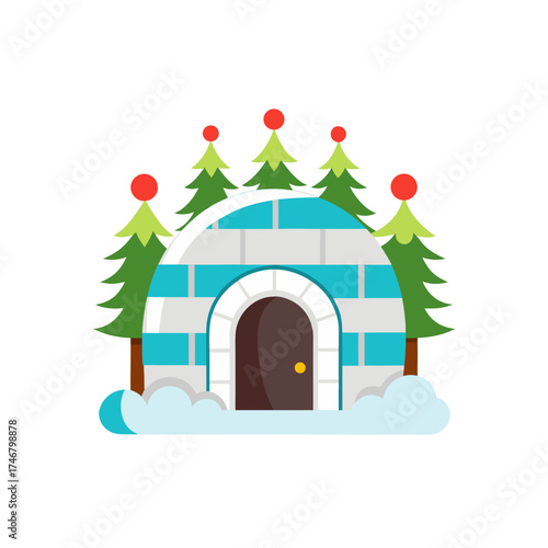 christmas igloo entrance decorations on white 