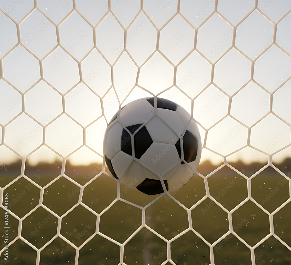 Fototapeta premium Ball Stuck in Goal Net
