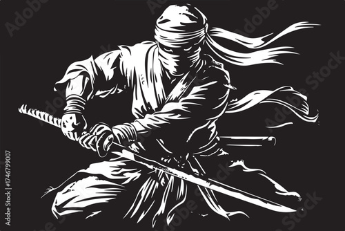 Katana Ninja Battle Silhouette Set