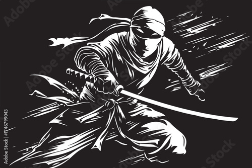 Katana Ninja Battle Silhouette Set