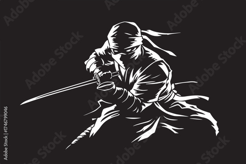 Katana Ninja Battle Silhouette Set