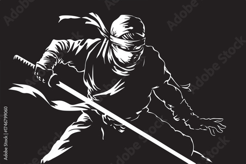 Katana Ninja Battle Silhouette Set