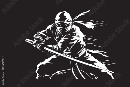 Katana Ninja Battle Silhouette Set