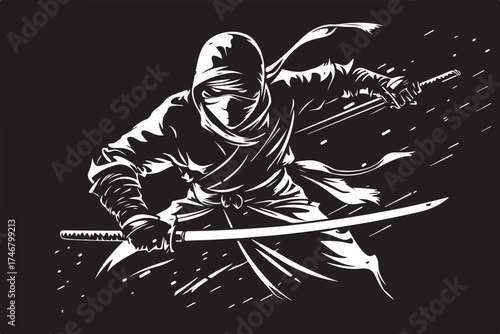 Katana Ninja Battle Silhouette Set