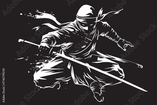 Katana Ninja Battle Silhouette Set