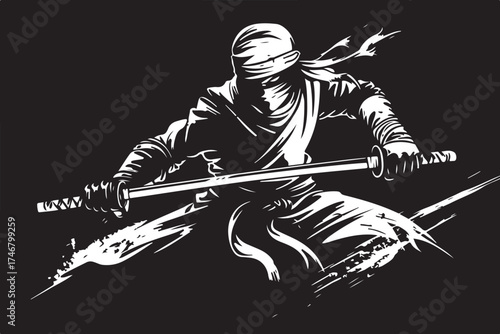 Katana Ninja Battle Silhouette Set