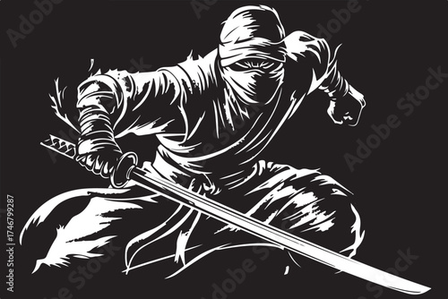 Katana Ninja Battle Silhouette Set