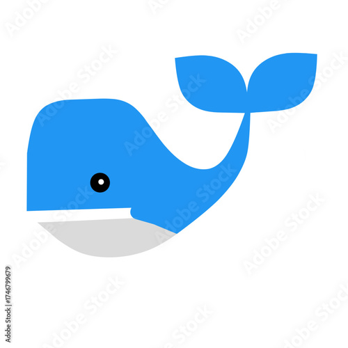 Cute blue whale cartoon vector illustration.