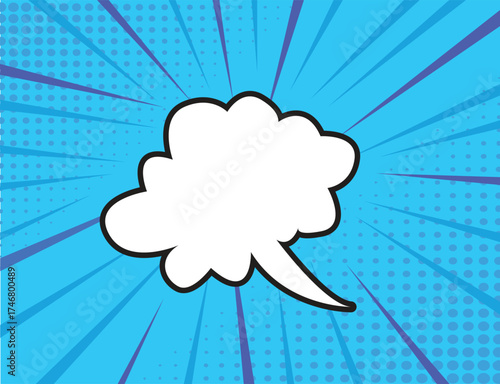 Blue Comic Explosion Pop Art Background with Halftone Rays