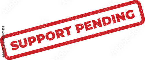 Distressed red rubber stamp graphic signifying a waiting status for support action or resolution