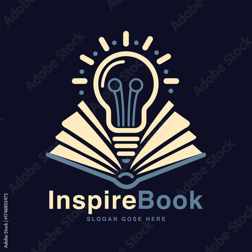 InspireBook Creative Education Logo Lightbulb over Open Book