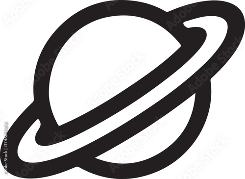 Simple hand drawn icon of a ringed planet