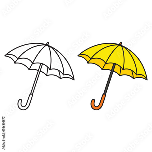 Bright umbrella outline illustration for coloring. Great for kids’ weather-themed coloring pages, creative crafts, and printable activity sheets.