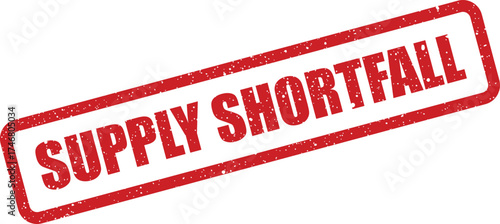 Distressed red stamp indicating a supply shortfall alert with a grungy texture on a business report