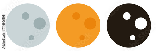 Full moon icon set. Moon. Vector flat illustration.