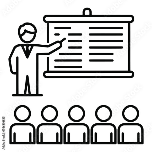 Vector art of presentation with audience