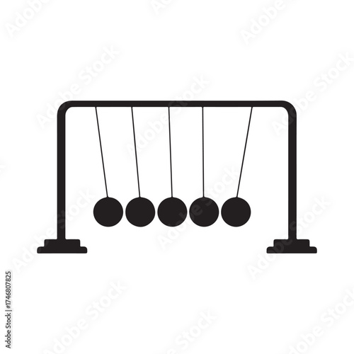 Newton cradle pendulum balls silhouette vector isolated