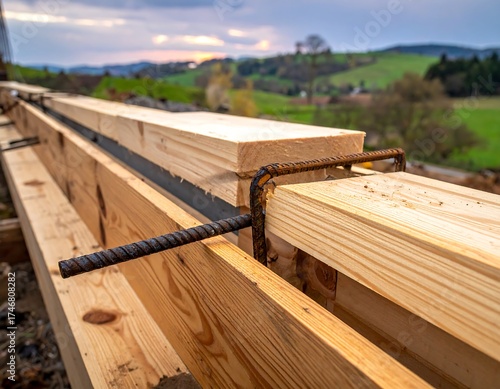 Wooden beams in a foundation