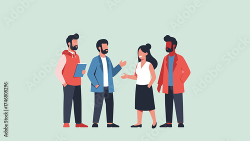 Diverse Team Communication and Collaboration. Group of multicultural professionals discussing ideas. Business meeting concept.