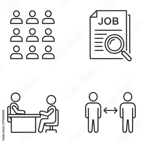 Vector art of job search and interview icons