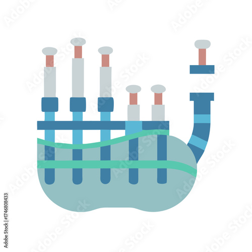 Vector art of abstract illustration of a scientific experiment with test tubes and liquid