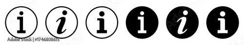 Collection of information symbols in outlined and filled circles, ideal for help, support, guides, notifications, instructions, FAQs, websites, apps, and UI UX design crisp, minimal vector icons.