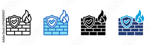 Firewall icon Multi Style Vector Illustration