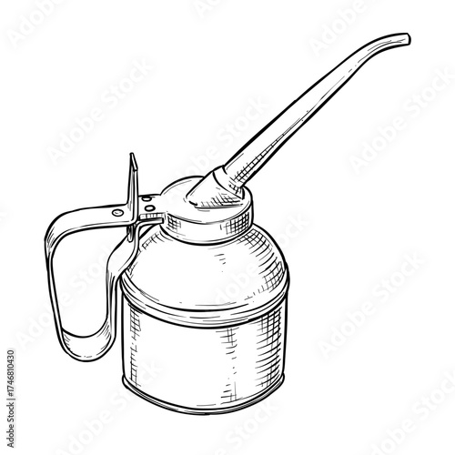 vintage oil can vector line art hand drawn illustration