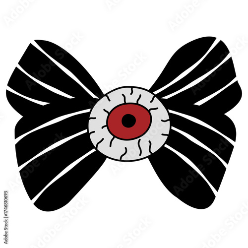 Spooky Halloween Bows Vector, Festive Holiday Ribbons illustration, Cute Spooky Bow With red eye
